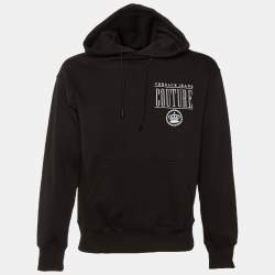 Pre Owned Versace Jeans Couture Black Cotton Logo Embroidered Hoodie S