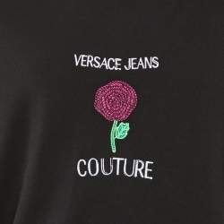مملوكة مسبقًا Versace Jeans Couture Black Cotton T-Shirt & Joggers Set M/L