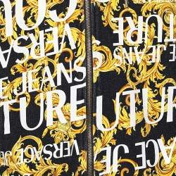 Pre Owned Versace Jeans Couture Black Baroque-Print Zipped Hoodie Jacket Size M