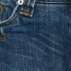 Pre Owned Versace Jeans Couture Indigo Distressed Straight Fit Jeans S