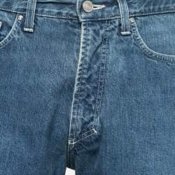 Pre Owned Versace Jeans Couture Vintage Blue Denim High-Rise Jeans Waist 34"