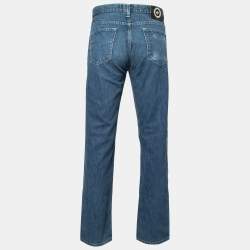 Pre Owned Versace Jeans Couture Vintage Blue Denim High-Rise Jeans Waist 34"