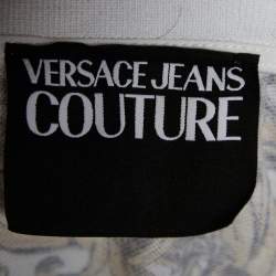 Pre Owned Versace Jeans Couture White Baroque Printed Cotton Pique Polo T-Shirt M