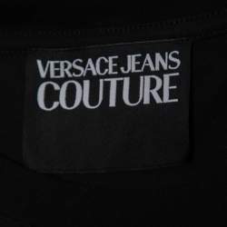Pre Owned Versace Jeans Couture Black Printed Cotton Crew Neck Half Sleeve T-Shirt XL
