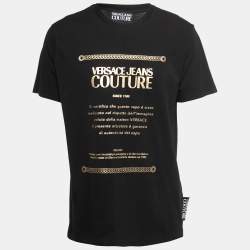 Versace Jeans Couture Black Printed Cotton Crew Neck Half Sleeve T