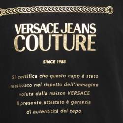 Pre Owned Versace Jeans Couture Black Printed Cotton Crew Neck Half Sleeve T-Shirt XL