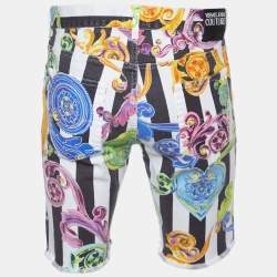 Pre Owned Versace Jeans Couture Multicolor Printed Denim Shorts S