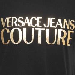 Pre Owned Versace Jeans Couture Black Logo Print Cotton Half Sleeve T-Shirt XL