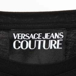 Pre Owned Versace Jeans Couture Black Logo Print Cotton Half Sleeve T-Shirt XL