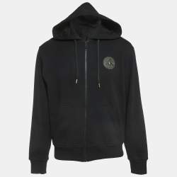Versace Jeans Couture Black Cotton Logo Applique Hoodie M