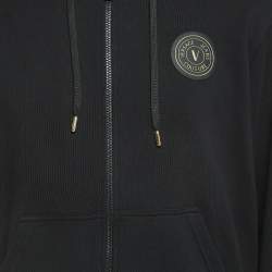 Versace Jeans Couture Black Cotton Logo Applique Hoodie M