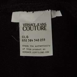 Pre Owned Versace Jeans Couture Black Logo Print Cotton Knit Drawstring Sweatpants L