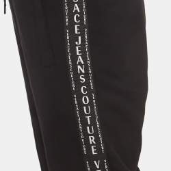 Pre Owned Versace Jeans Couture Black Logo Tape Detail Drawstring Track Pants L