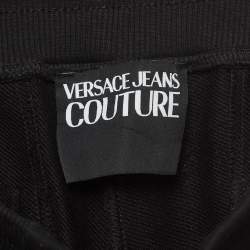 Pre Owned Versace Jeans Couture Black Logo Tape Detail Drawstring Track Pants L