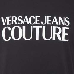 Pre Owned Versace Jeans Couture  Black Logo Print Cotton Crew Neck T-Shirt XL
