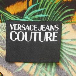 Pre Owned Versace Jeans Couture Green Jungle Print Crepe Short Sleeve Shirt XL