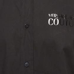 Pre Owned Versace Jeans Couture Black Logo Printed Cotton Full Sleeve Shirt XXXL