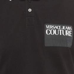 Pre Owned Versace Jeans Couture Black Logo Patch Cotton Pique Polo T-Shirt XL