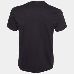 Pre Owned Versace Jeans Couture Black Logo Print Cotton Crew Neck T-Shirt M