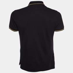 Pre Owned Versace Jeans Couture Black Logo Print Cotton Polo T-Shirt M