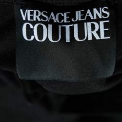 Pre Owned Versace Jeans Couture Black Logo Print Cotton Polo T-Shirt M