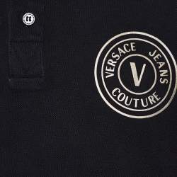 Pre Owned Versace Jeans Couture Black Logo Print Cotton Polo T-Shirt M