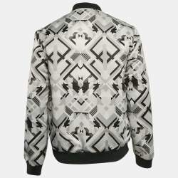 Versace Jeans Grey Geometric Print Synthetic Bomber Jacket M