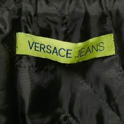 Versace Jeans Grey Geometric Print Synthetic Bomber Jacket M