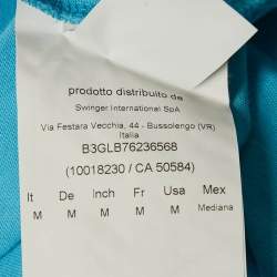 Pre Owned Versace Jeans Blue Anchor Print Jersey V-Neck T-Shirt M