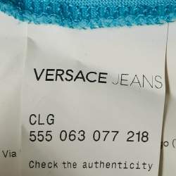 Pre Owned Versace Jeans Blue Anchor Print Jersey V-Neck T-Shirt M