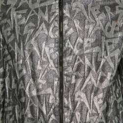 Versace Jeans Silver Metallic Jacquard Bomber Jacket L