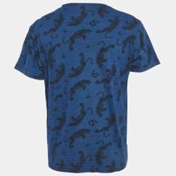 مملوكة مسبقًا Versace Jeans Blue Tiger Print Jersey Crew Neck T-Shirt XL