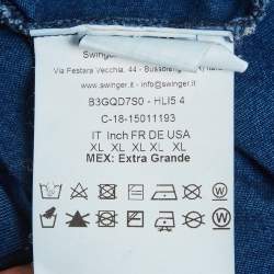 مملوكة مسبقًا Versace Jeans Blue Tiger Print Jersey Crew Neck T-Shirt XL