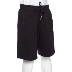 Pre Owned Versace Jeans Black Knit Logo Embroidered Shorts XL