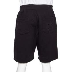 Pre Owned Versace Jeans Black Knit Logo Embroidered Shorts XL