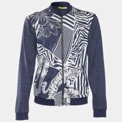 Versace Jeans Blue Printed Knit Zip Front Jacket M