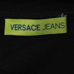 Pre Owned Versace Jeans Black Printed Cotton Crew Neck Short Sleeve T-Shirt S