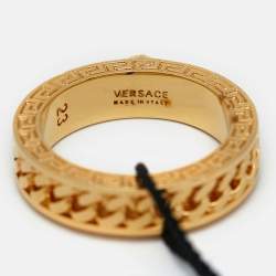 Versace Medusa Head Chain Gold Tone Ring Size 62