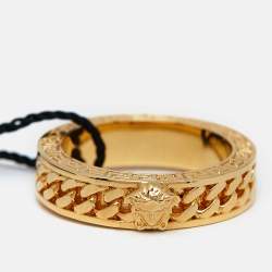 Versace Medusa Head Chain Gold Tone Ring Size 62