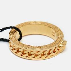 Versace Medusa Head Chain Gold Tone Ring Size 62