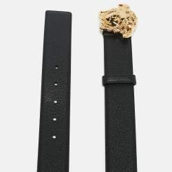 Versace Black Leather La Medusa Buckle Belt 95 CM