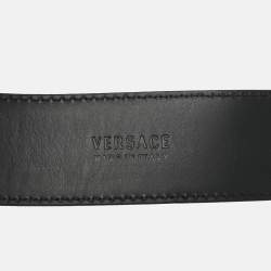 Versace Black Leather La Medusa Buckle Belt 95 CM