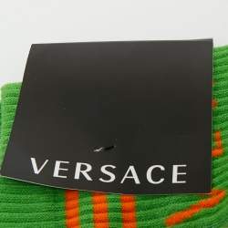 Pre Owned versace Green Logo Stretch Cotton Socks S