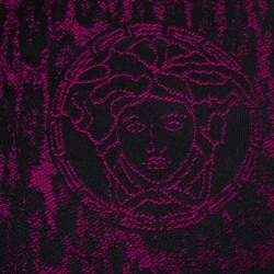 Versace Purple Striped Medusa Patterned Wool Scarf