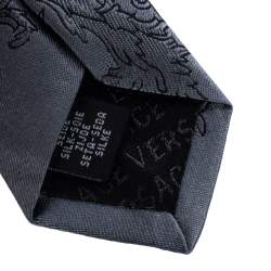 Pre Owned Versace Grey Baroque Patterned Jacquard Silk Tie