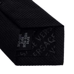 Pre Owned Versace Black Medusa Silk Jacquard Tie