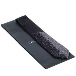 Pre Owned Versace Black Medusa Silk Jacquard Tie