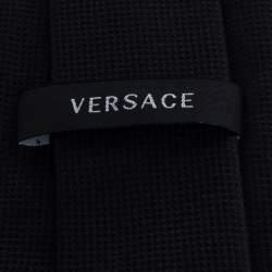 Pre Owned Versace Black Medusa Silk Jacquard Tie