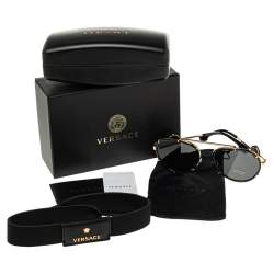 Versace Black Vintage Icon Pilot Clip On Aviator Sunglasses 