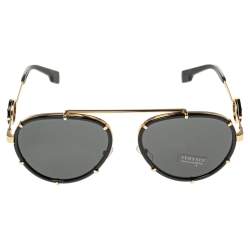 Versace Black Vintage Icon Pilot Clip On Aviator Sunglasses 